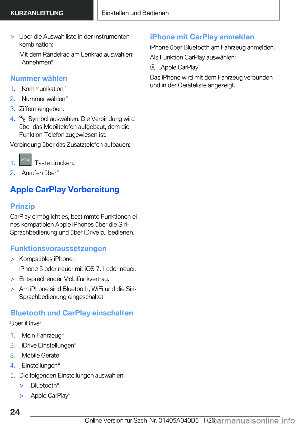 BMW Z4 2020  Betriebsanleitungen (in German) 'x�
