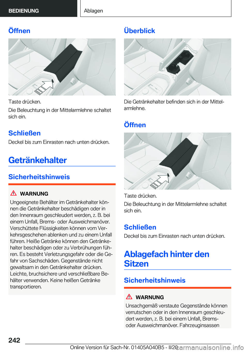 BMW Z4 2020  Betriebsanleitungen (in German) �