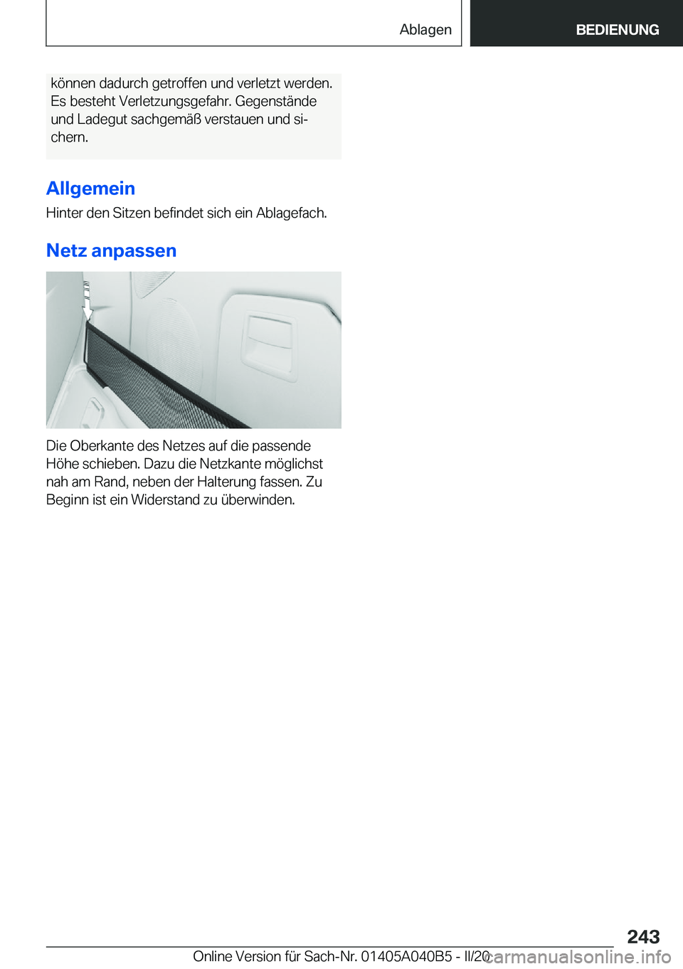 BMW Z4 2020  Betriebsanleitungen (in German) �k�