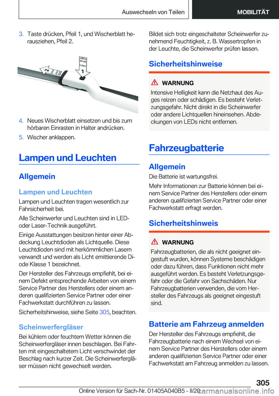 BMW Z4 2020  Betriebsanleitungen (in German) �3�.�T�a�s�t�e��d�r�