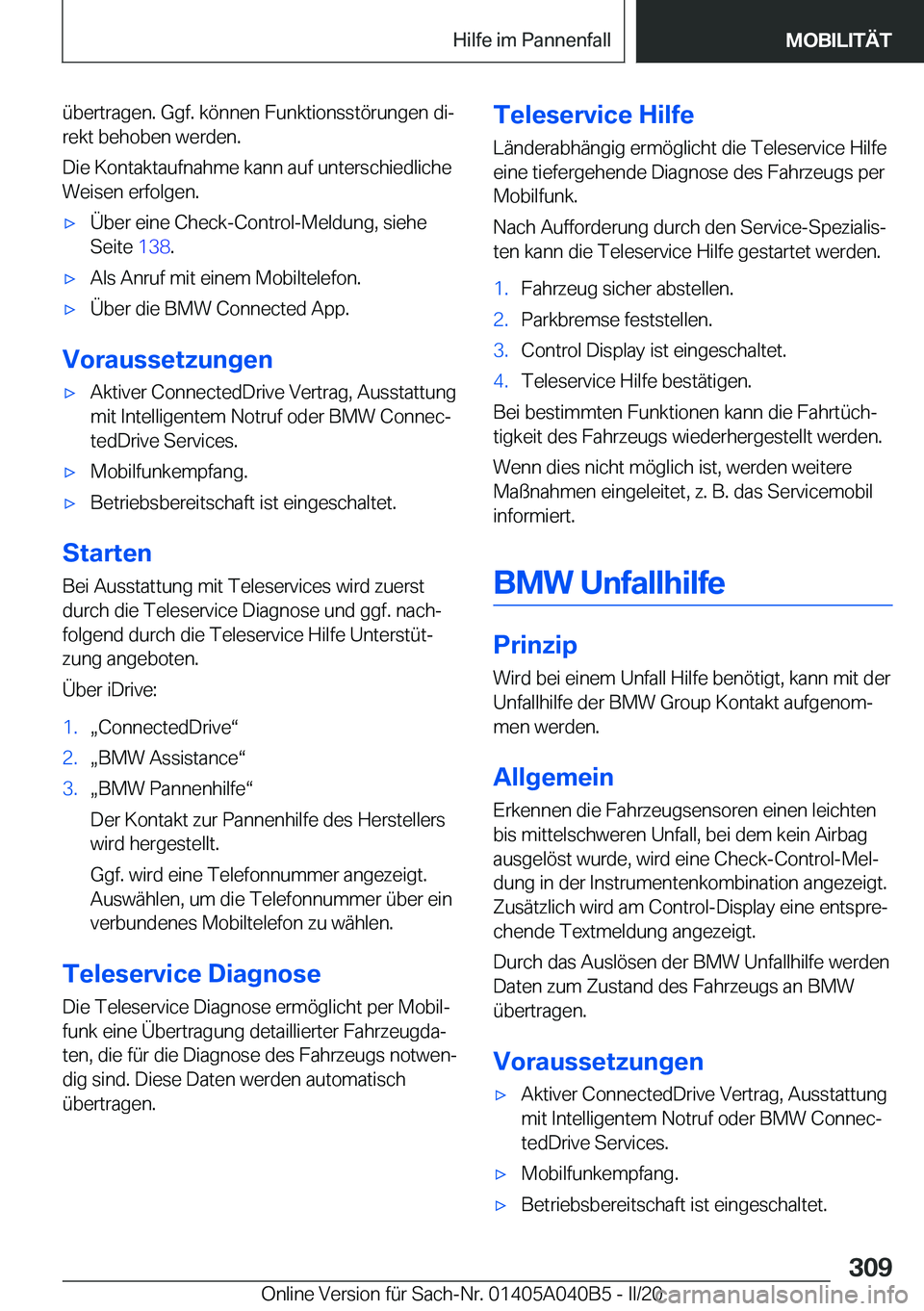 BMW Z4 2020  Betriebsanleitungen (in German) �