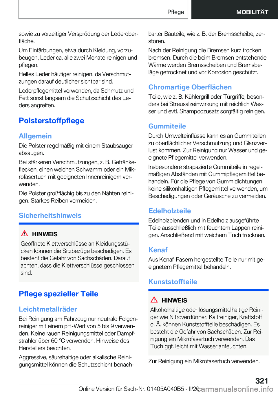 BMW Z4 2020  Betriebsanleitungen (in German) �s�o�w�i�e��z�u��v�o�r�z�e�i�t�i�g�e�r��V�e�r�s�p�r�