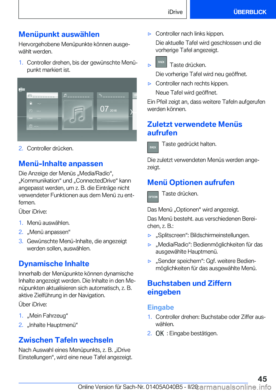 BMW Z4 2020  Betriebsanleitungen (in German) �M�e�n�