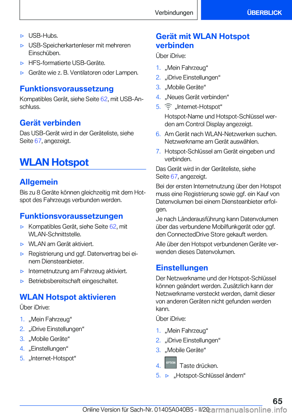BMW Z4 2020  Betriebsanleitungen (in German) 'x�U�S�B�-�H�u�b�s�.'x�U�S�B�-�S�p�e�i�c�h�e�r�k�a�r�t�e�n�l�e�s�e�r��m�i�t��m�e�h�r�e�r�e�n�E�i�n�s�c�h�
