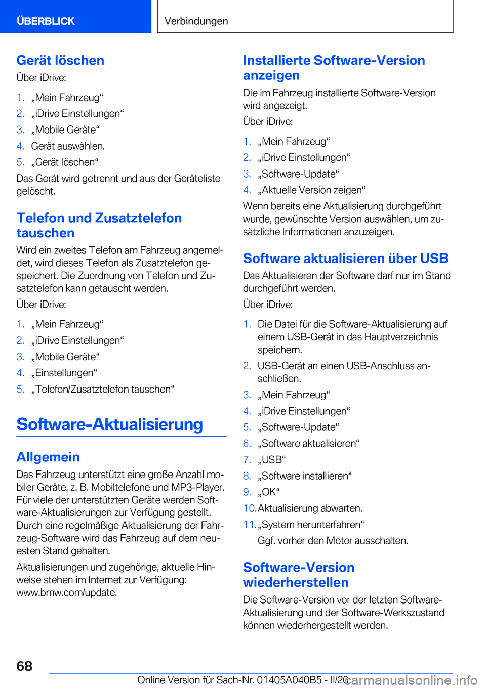 BMW Z4 2020  Betriebsanleitungen (in German) �G�e�r�