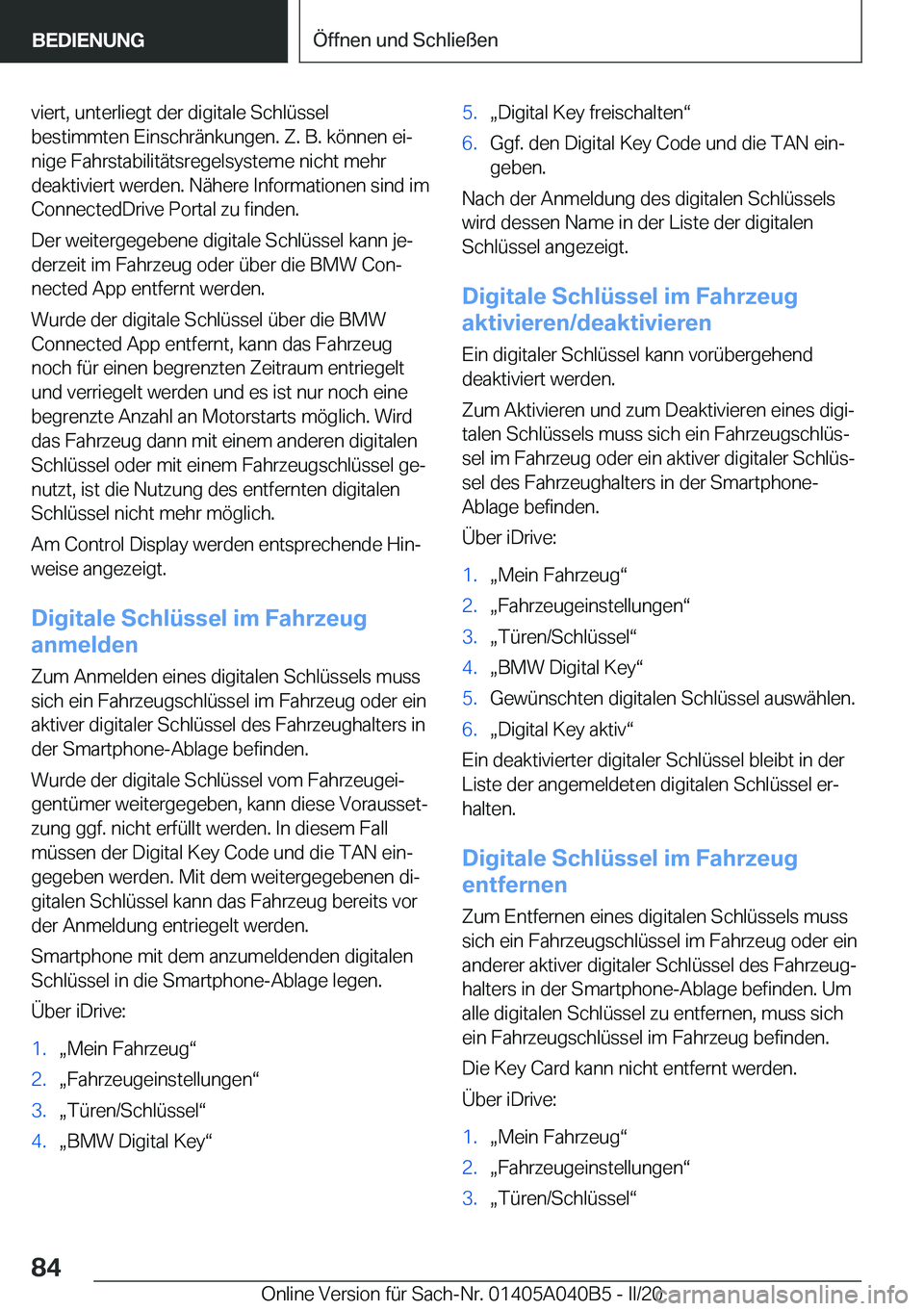 BMW Z4 2020  Betriebsanleitungen (in German) �v�i�e�r�t�,��u�n�t�e�r�l�i�e�g�t��d�e�r��d�i�g�i�t�a�l�e��S�c�h�l�