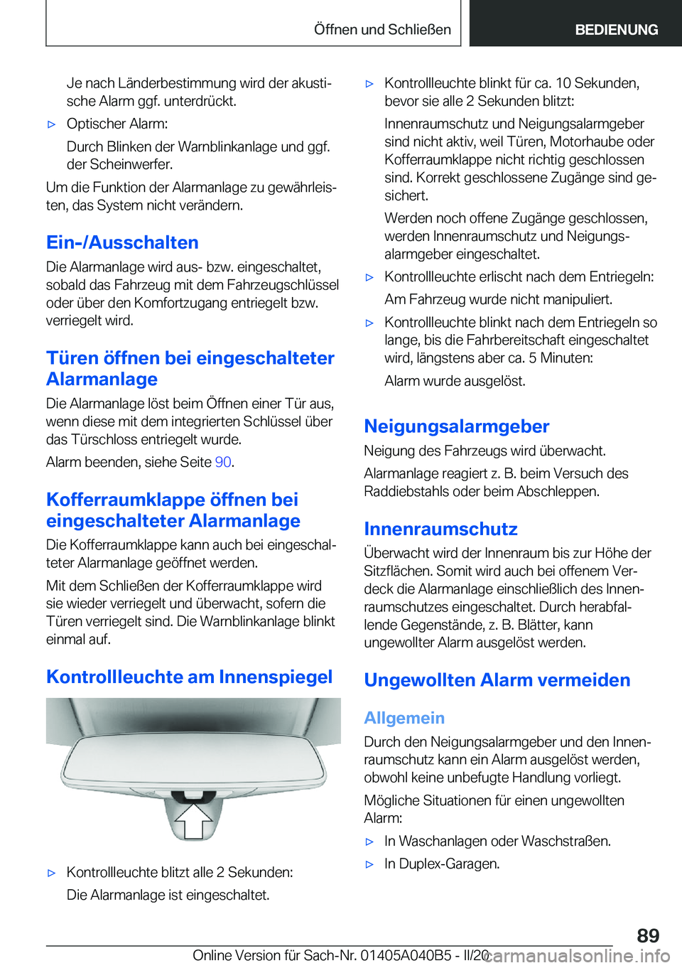 BMW Z4 2020  Betriebsanleitungen (in German) �J�e��n�a�c�h��L�ä�n�d�e�r�b�e�s�t�i�m�m�u�n�g��w�i�r�d��d�e�r��a�k�u�s�t�ij
�s�c�h�e��A�l�a�r�m��g�g�f�.��u�n�t�e�r�d�r�
