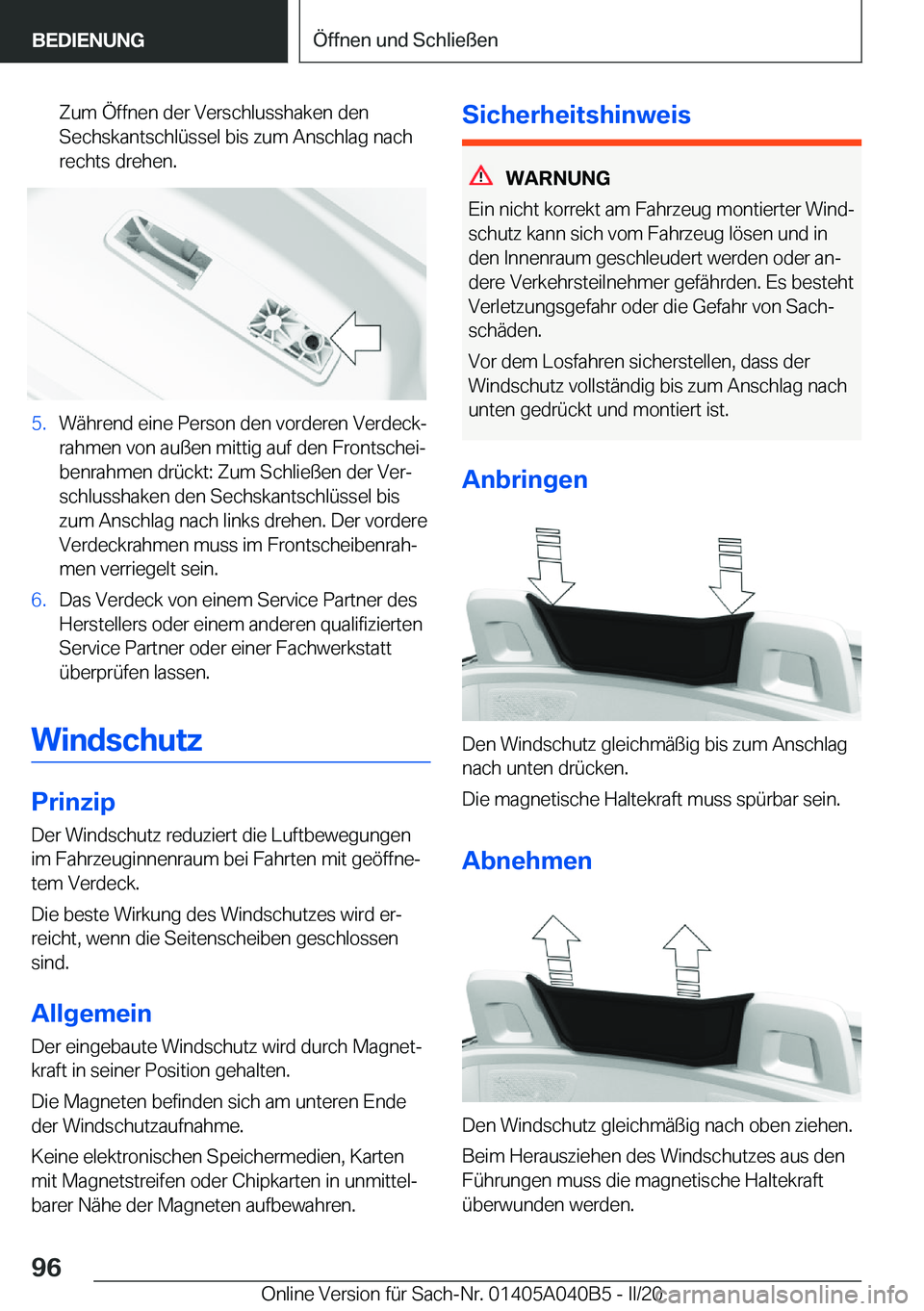 BMW Z4 2020  Betriebsanleitungen (in German) �Z�u�m��