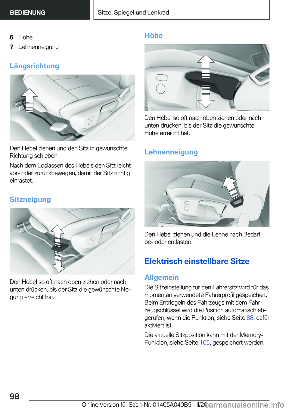 BMW Z4 2020  Betriebsanleitungen (in German) �6�H�
