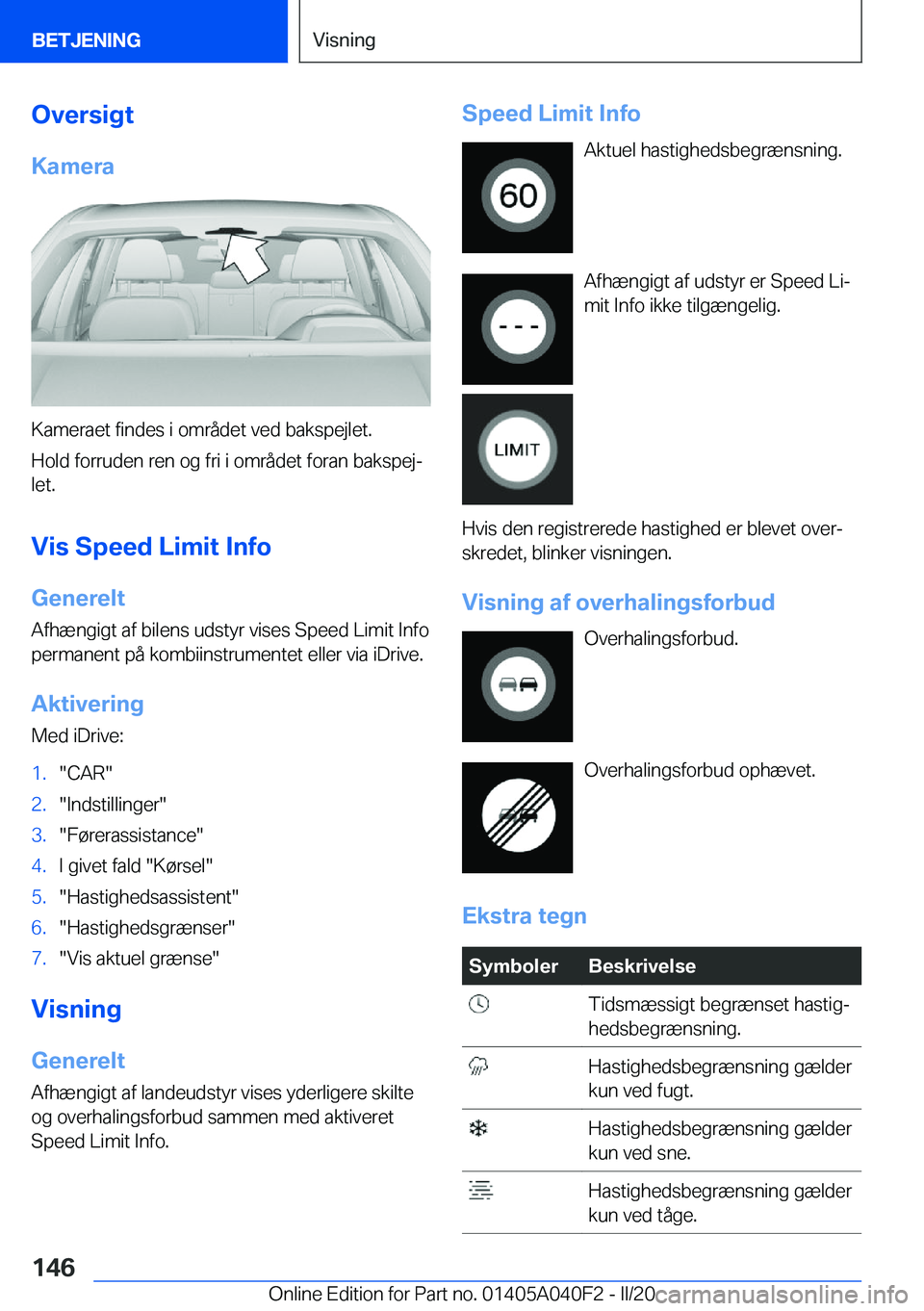 BMW Z4 2020  InstruktionsbØger (in Danish) �O�v�e�r�s�i�g�t
�K�a�m�e�r�a
�K�a�m�e�r�a�e�t��f�i�n�d�e�s��i��o�m�r�å�d�e�t��v�e�d��b�a�k�s�p�e�j�l�e�t�.
�H�o�l�d��f�o�r�r�u�d�e�n��r�e�n��o�g��f�r�i��i��o�m�r�å�d�e�t��f�o�r�a�n��b�