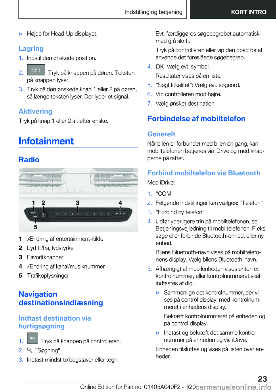 BMW Z4 2020  InstruktionsbØger (in Danish) 'x�H�