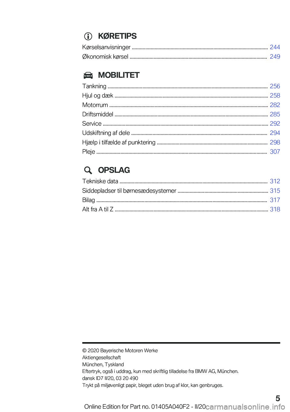 BMW Z4 2020  InstruktionsbØger (in Danish) �K�