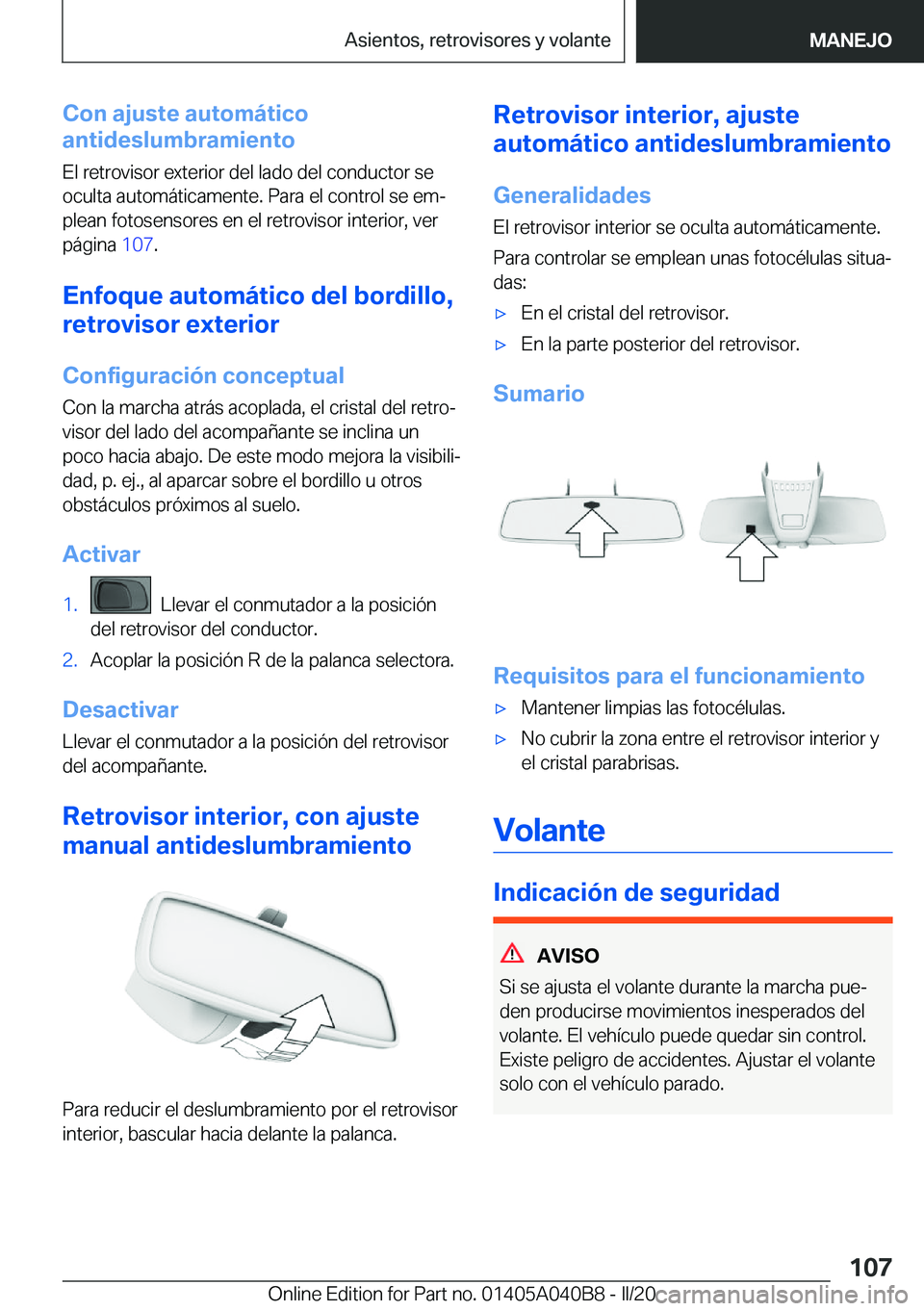BMW Z4 2020  Manuales de Empleo (in Spanish) �C�o�n��a�j�u�s�t�e��a�u�t�o�m�