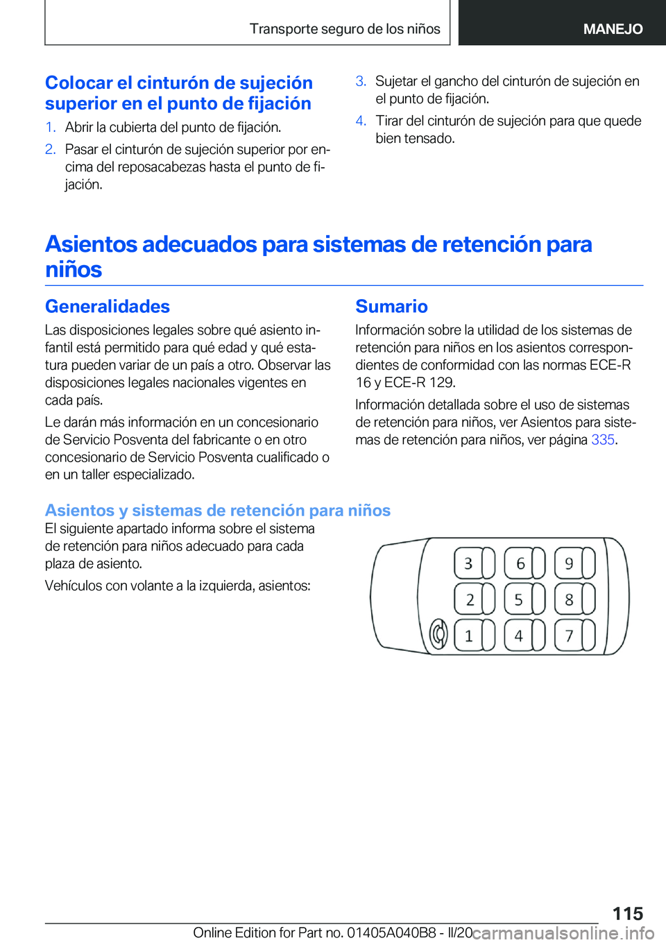 BMW Z4 2020  Manuales de Empleo (in Spanish) �C�o�l�o�c�a�r��e�l��c�i�n�t�u�r�