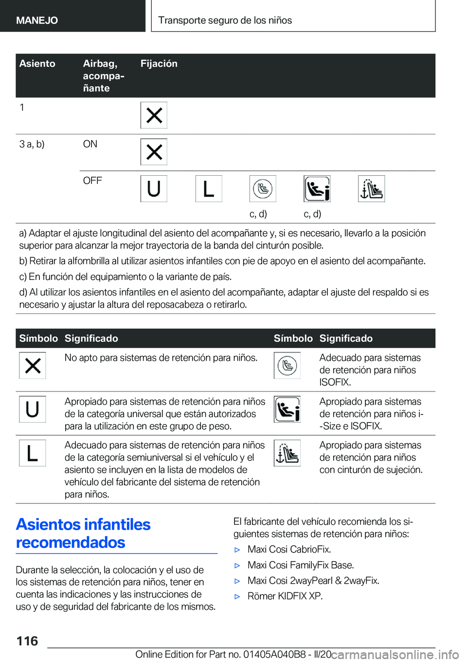 BMW Z4 2020  Manuales de Empleo (in Spanish) �A�s�i�e�n�t�o�A�i�r�b�a�g�,
�a�c�o�m�p�aj
�