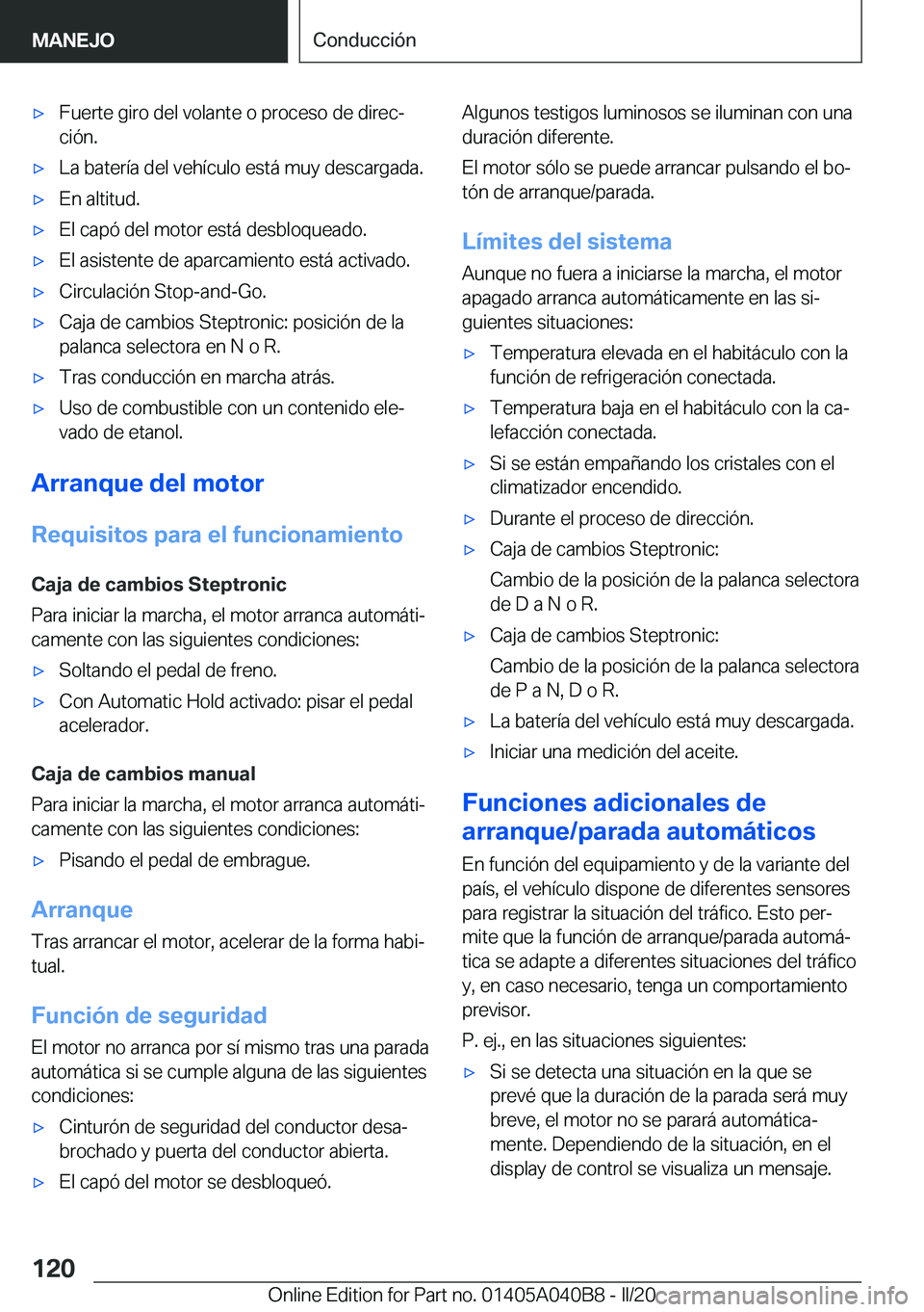 BMW Z4 2020  Manuales de Empleo (in Spanish) 'x�F�u�e�r�t�e��g�i�r�o��d�e�l��v�o�l�a�n�t�e��o��p�r�o�c�e�s�o��d�e��d�i�r�e�cª
�c�i�
