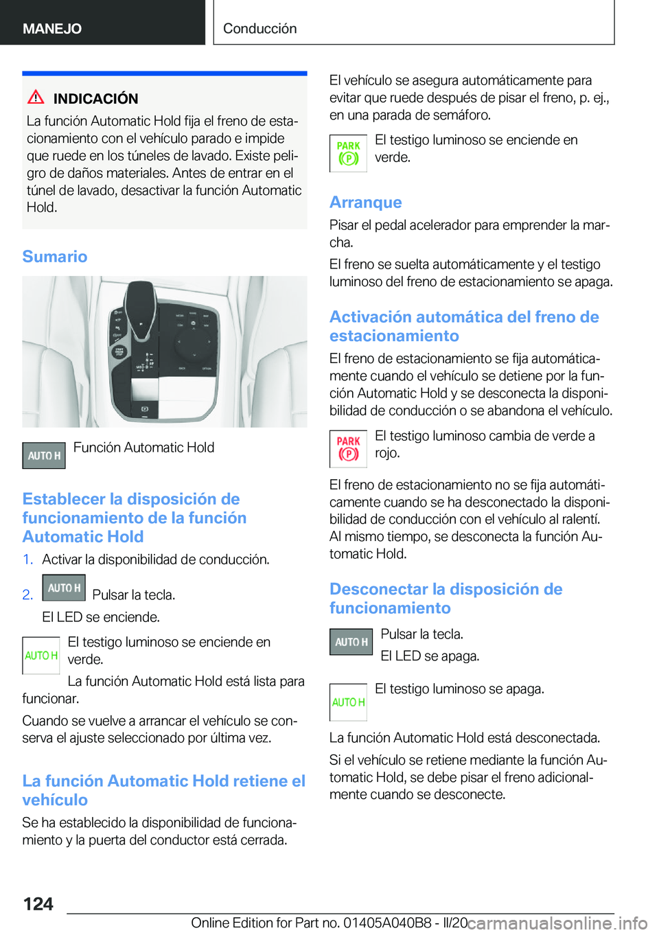 BMW Z4 2020  Manuales de Empleo (in Spanish) �I�N�D�I�C�A�C�I�