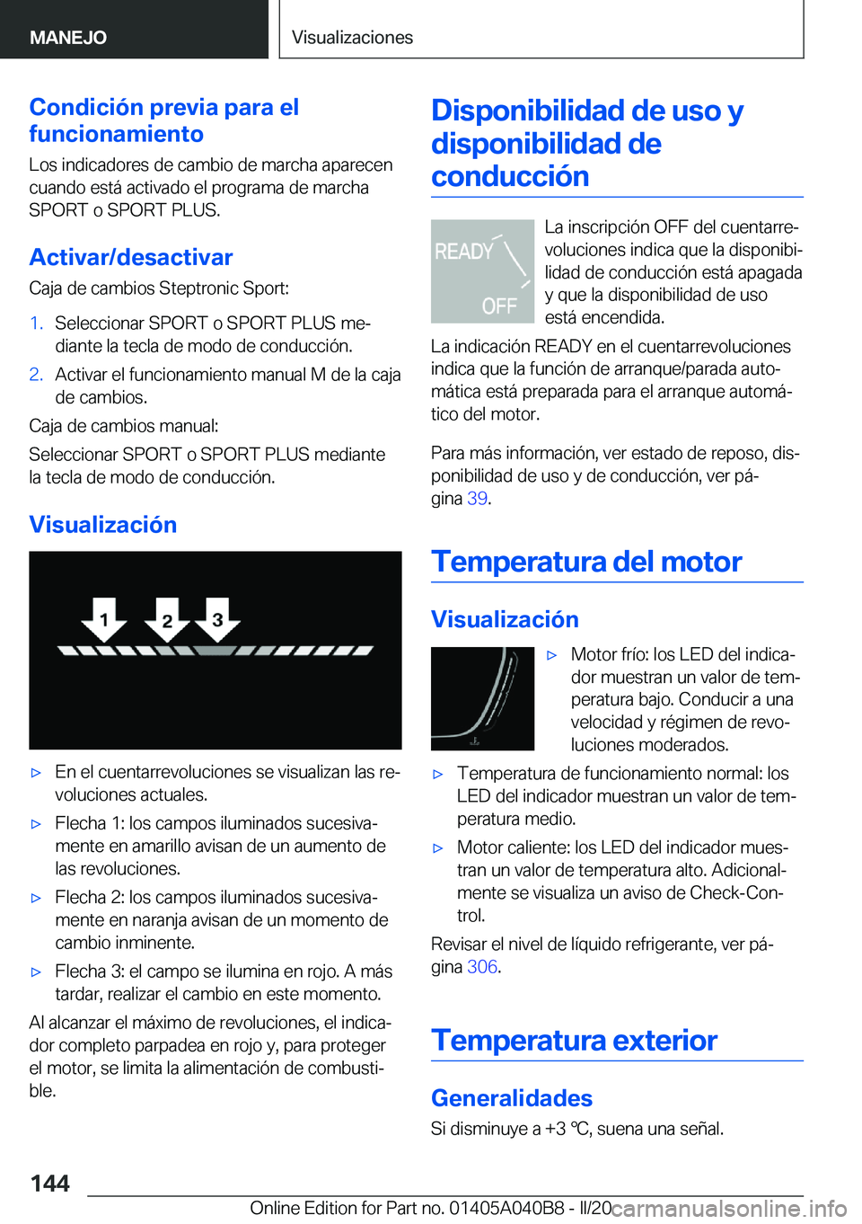 BMW Z4 2020  Manuales de Empleo (in Spanish) �C�o�n�d�i�c�i�