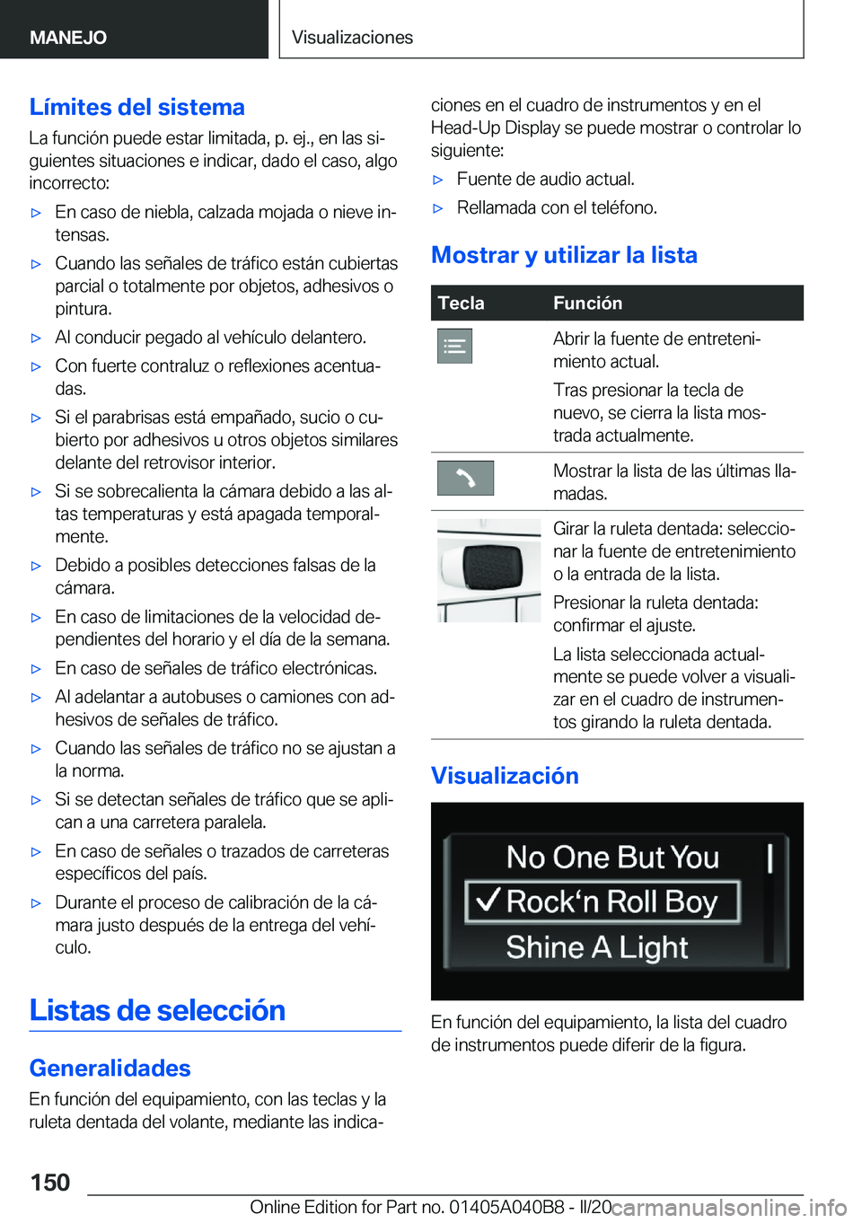 BMW Z4 2020  Manuales de Empleo (in Spanish) �L�