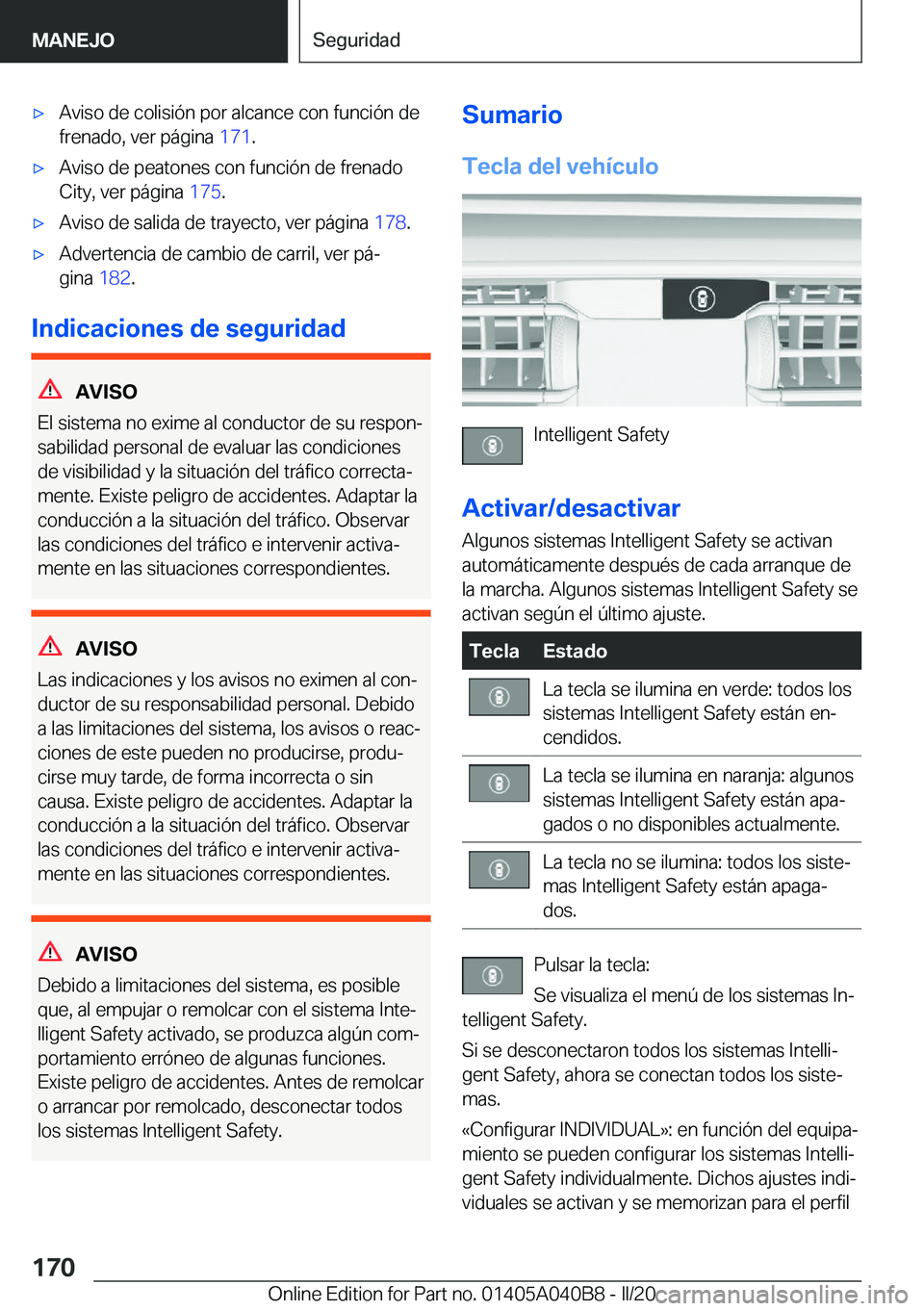 BMW Z4 2020  Manuales de Empleo (in Spanish) 'x�A�v�i�s�o��d�e��c�o�l�i�s�i�