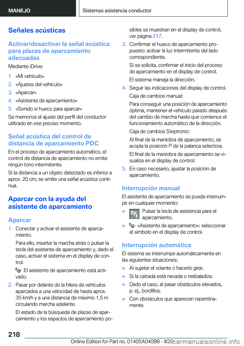 BMW Z4 2020  Manuales de Empleo (in Spanish) �S�e�