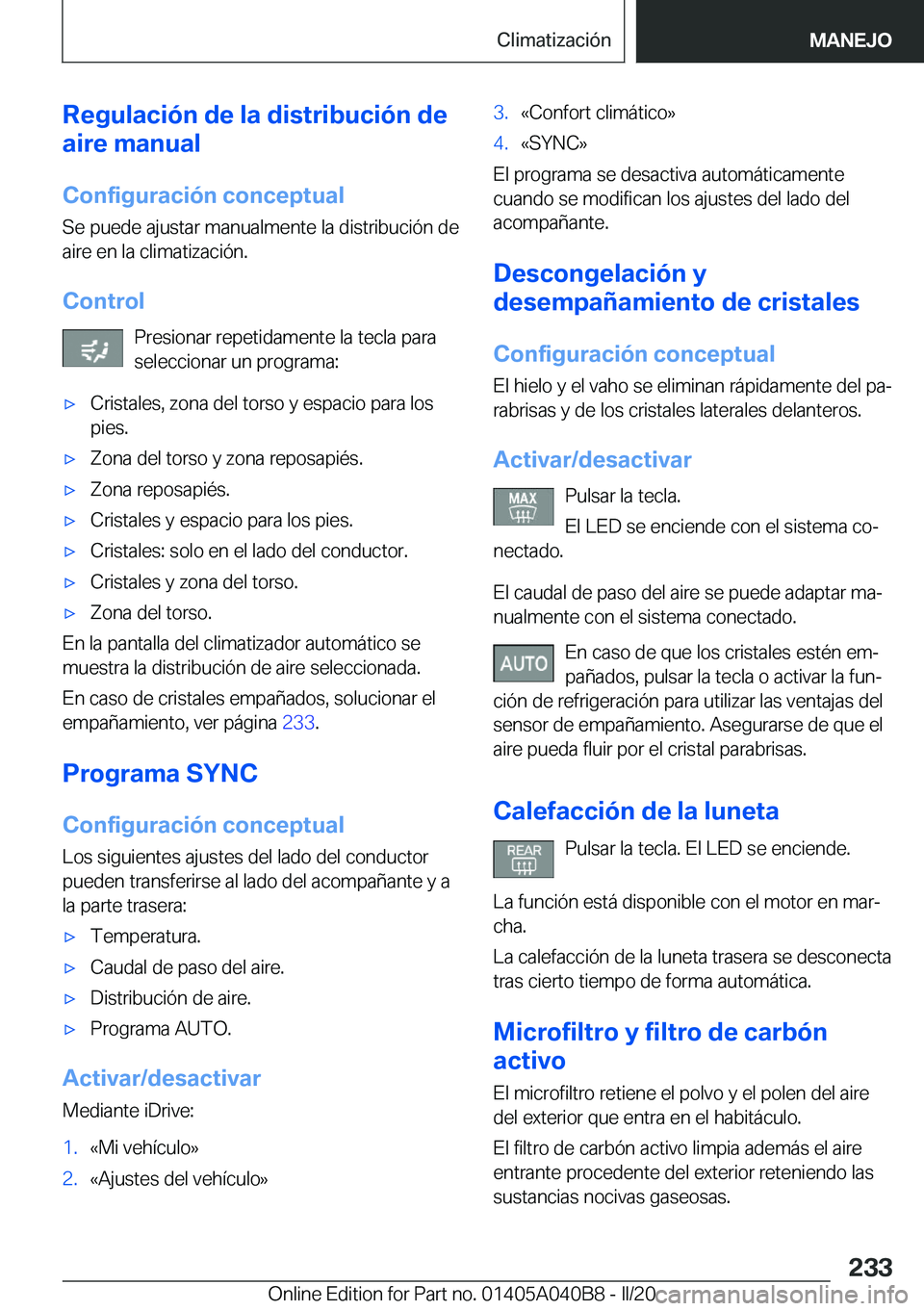 BMW Z4 2020  Manuales de Empleo (in Spanish) �R�e�g�u�l�a�c�i�