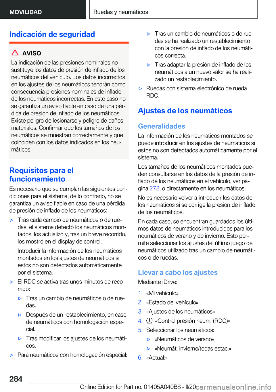 BMW Z4 2020  Manuales de Empleo (in Spanish) �I�n�d�i�c�a�c�i�