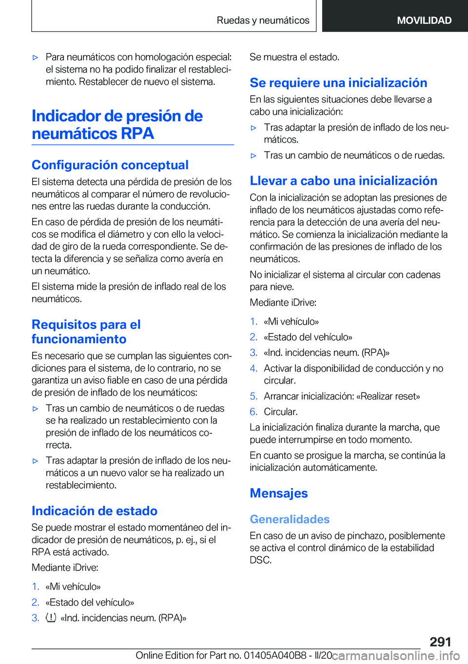 BMW Z4 2020  Manuales de Empleo (in Spanish) 'x�P�a�r�a��n�e�u�m�á�t�i�c�o�s��c�o�n��h�o�m�o�l�o�g�a�c�i�