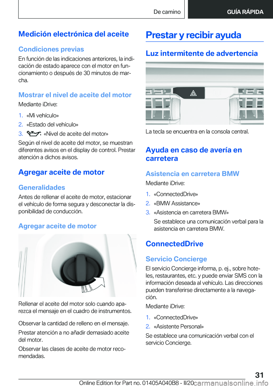 BMW Z4 2020  Manuales de Empleo (in Spanish) �M�e�d�i�c�i�