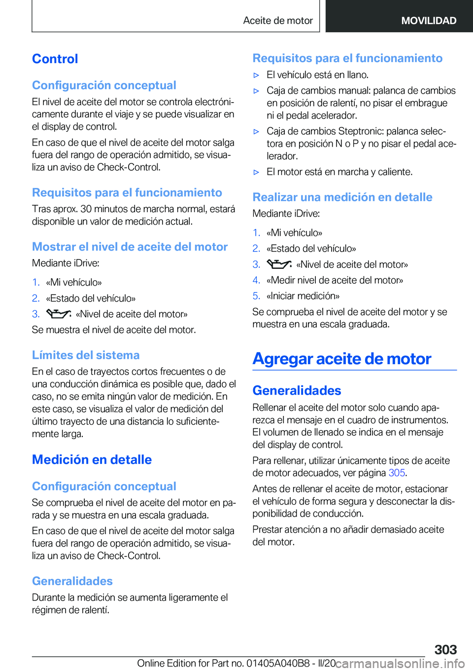BMW Z4 2020  Manuales de Empleo (in Spanish) �C�o�n�t�r�o�l
�C�o�n�f�i�g�u�r�a�c�i�