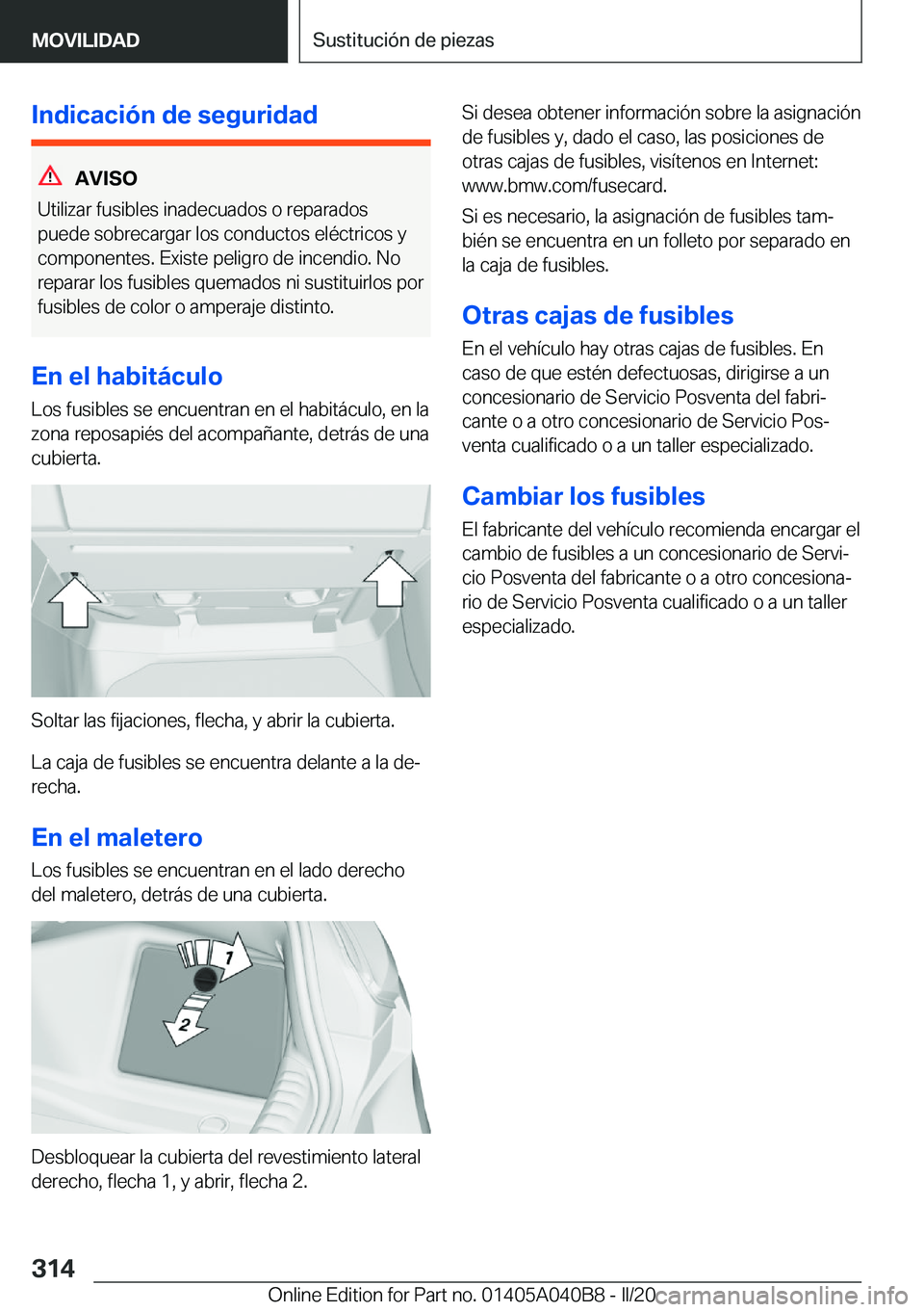 BMW Z4 2020  Manuales de Empleo (in Spanish) �I�n�d�i�c�a�c�i�