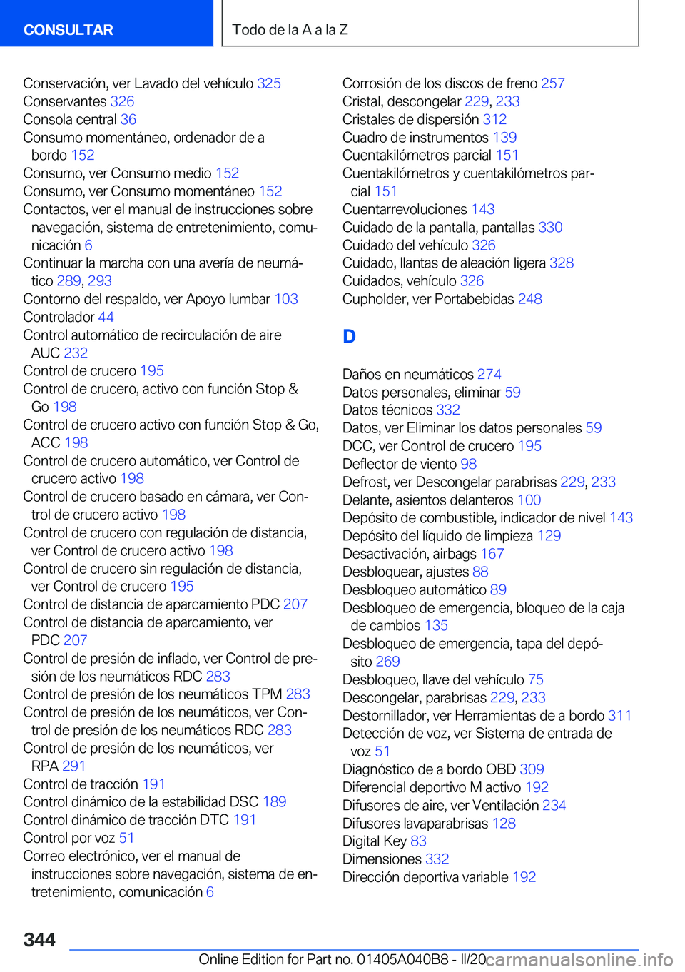 BMW Z4 2020  Manuales de Empleo (in Spanish) �C�o�n�s�e�r�v�a�c�i�