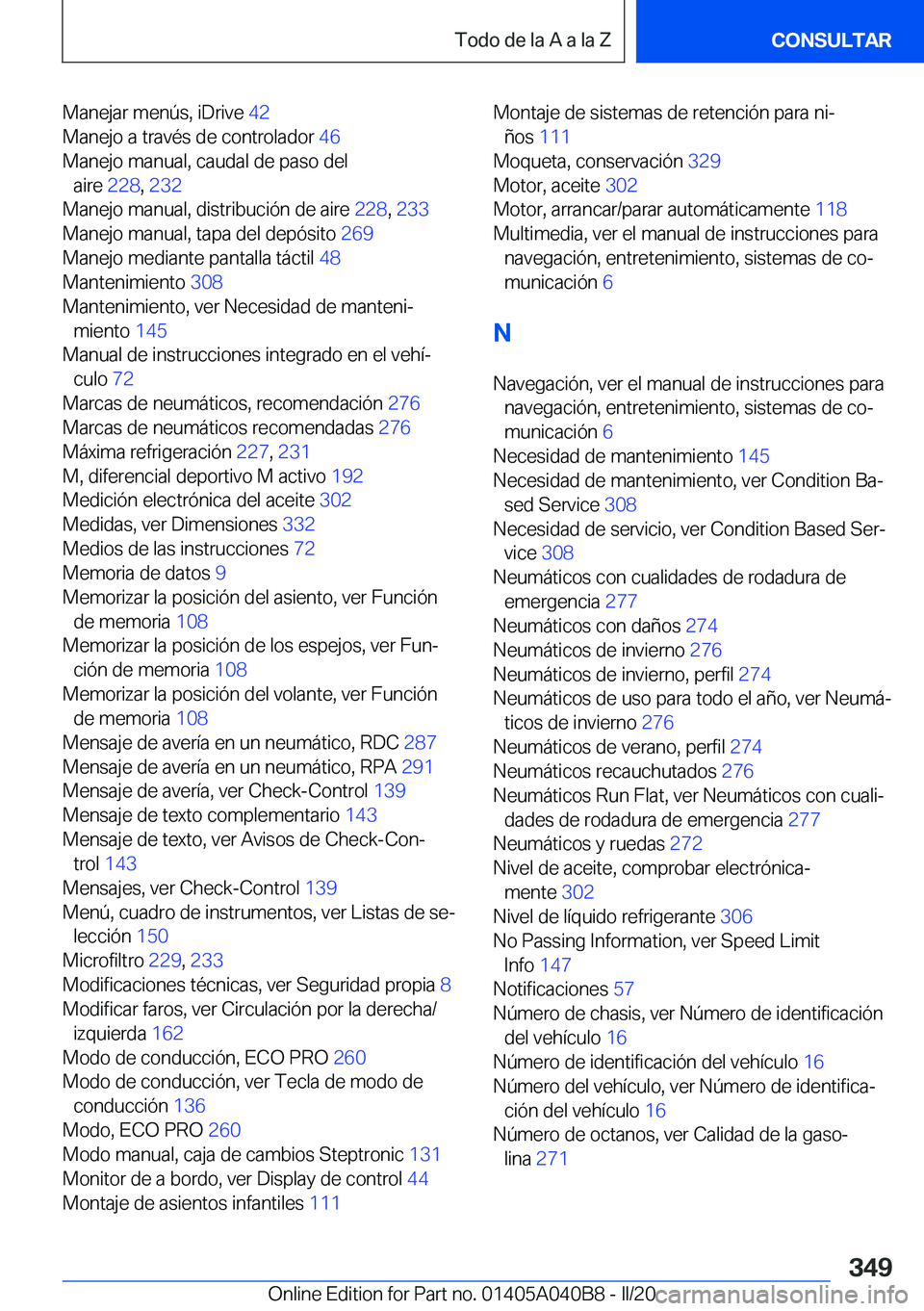 BMW Z4 2020  Manuales de Empleo (in Spanish) �M�a�n�e�j�a�r��m�e�n�