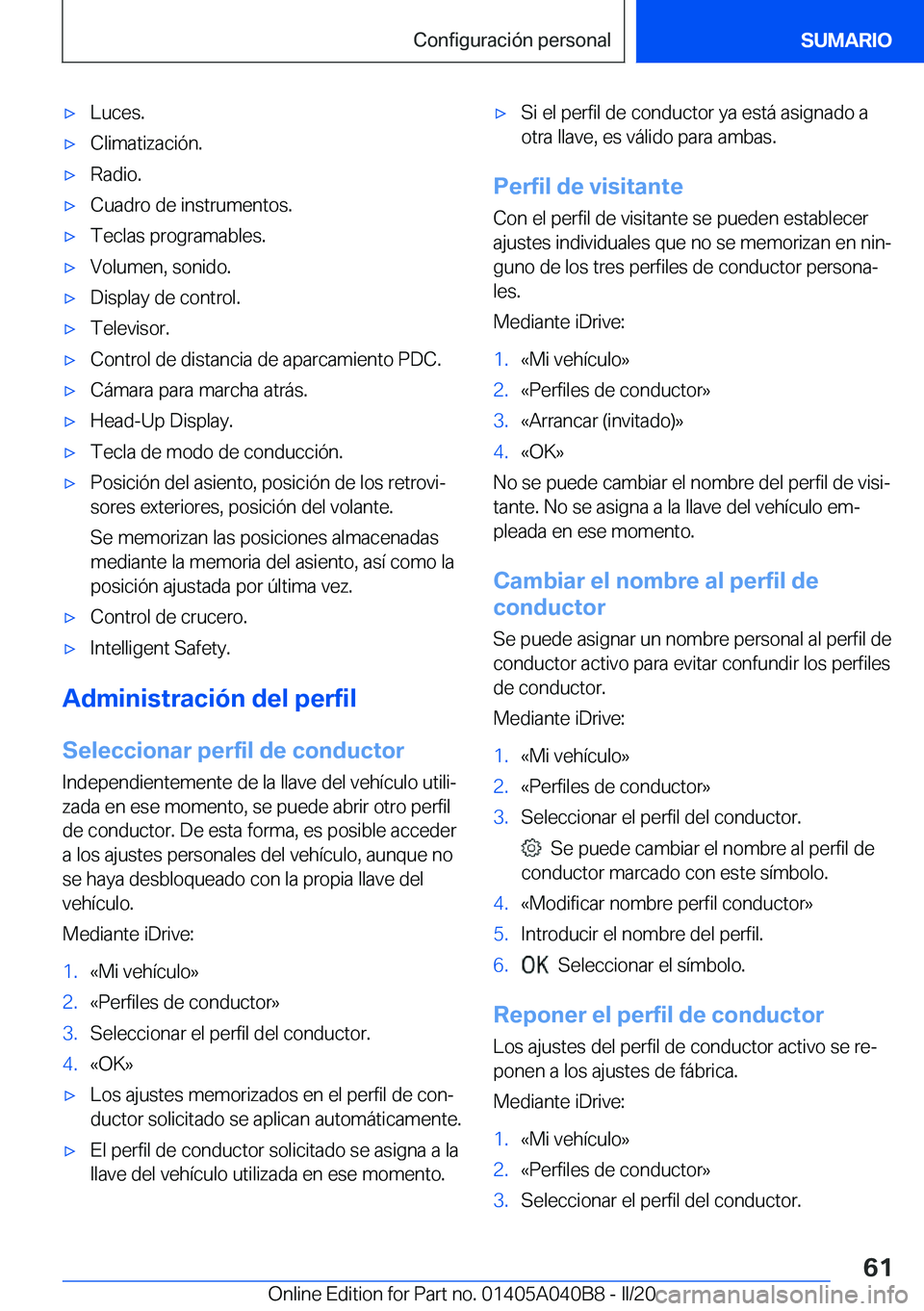 BMW Z4 2020  Manuales de Empleo (in Spanish) 'x�L�u�c�e�s�.'x�C�l�i�m�a�t�i�z�a�c�i�