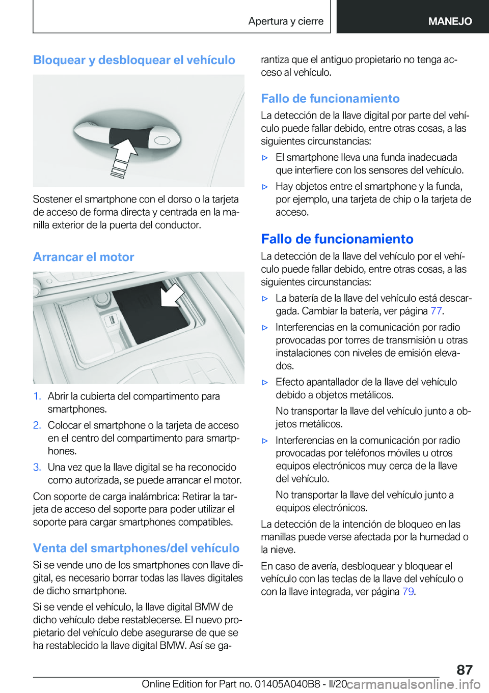 BMW Z4 2020  Manuales de Empleo (in Spanish) �B�l�o�q�u�e�a�r��y��d�e�s�b�l�o�q�u�e�a�r��e�l��v�e�h�