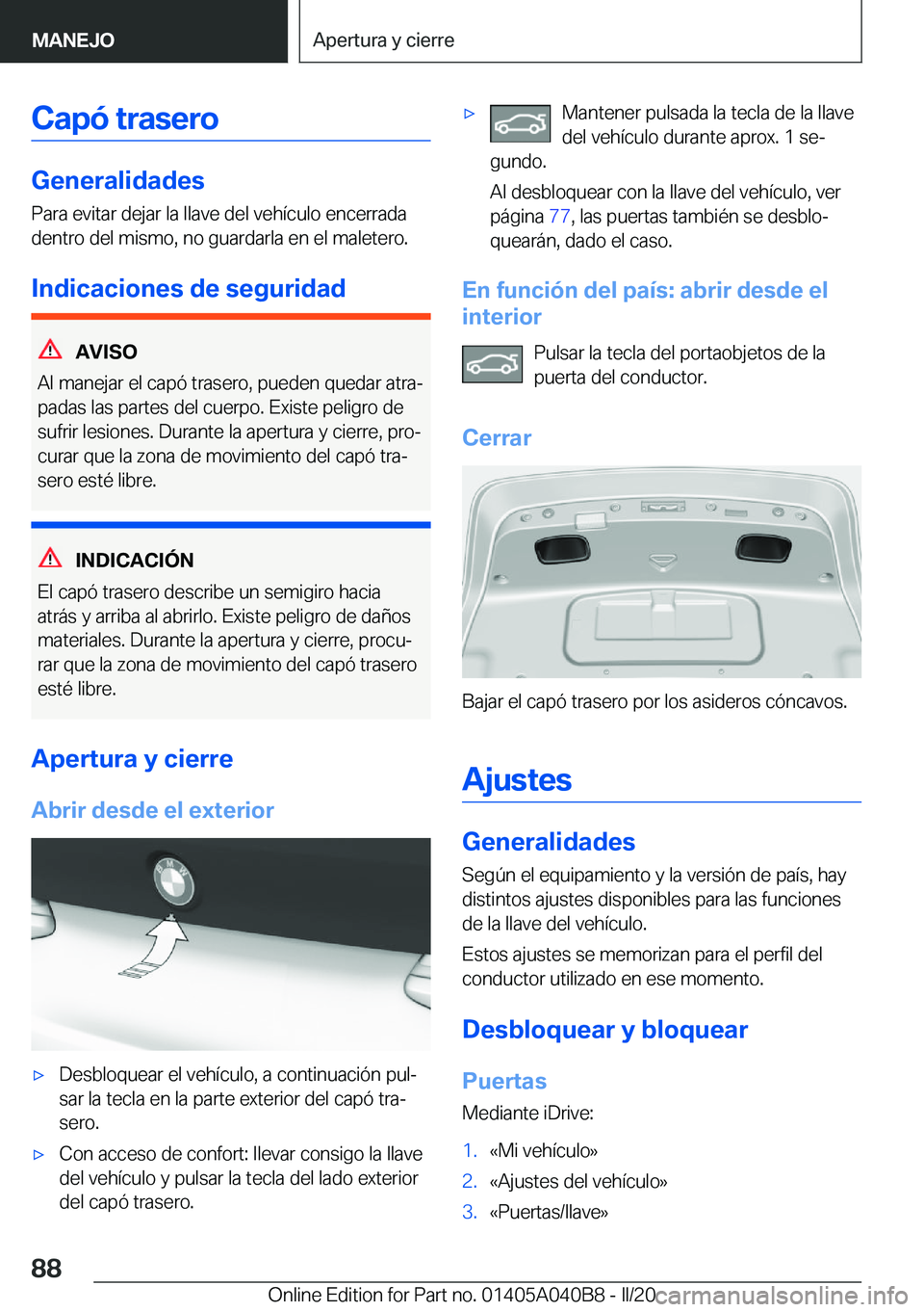BMW Z4 2020  Manuales de Empleo (in Spanish) �C�a�p�