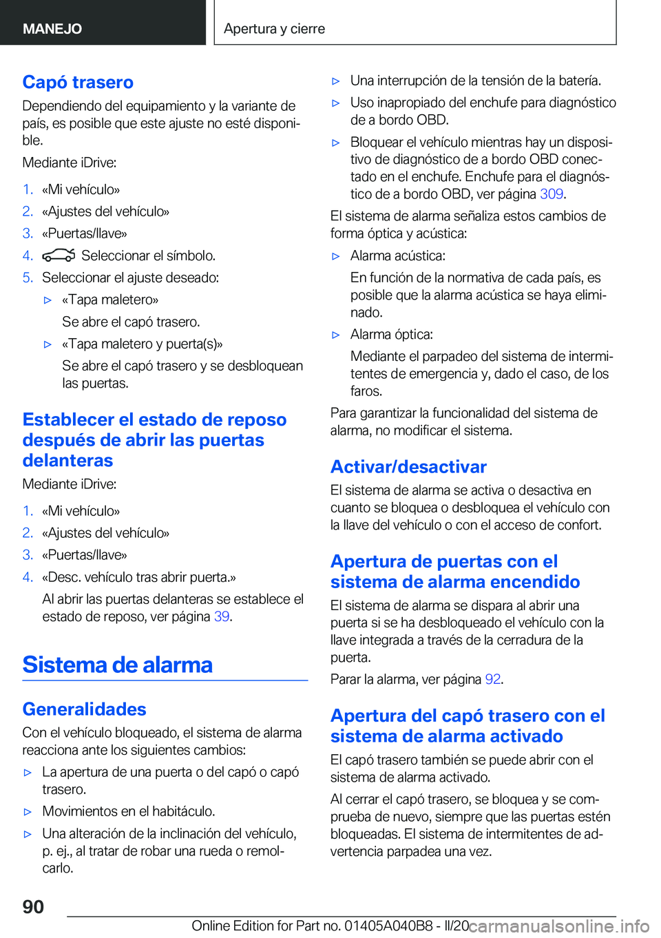 BMW Z4 2020  Manuales de Empleo (in Spanish) �C�a�p�