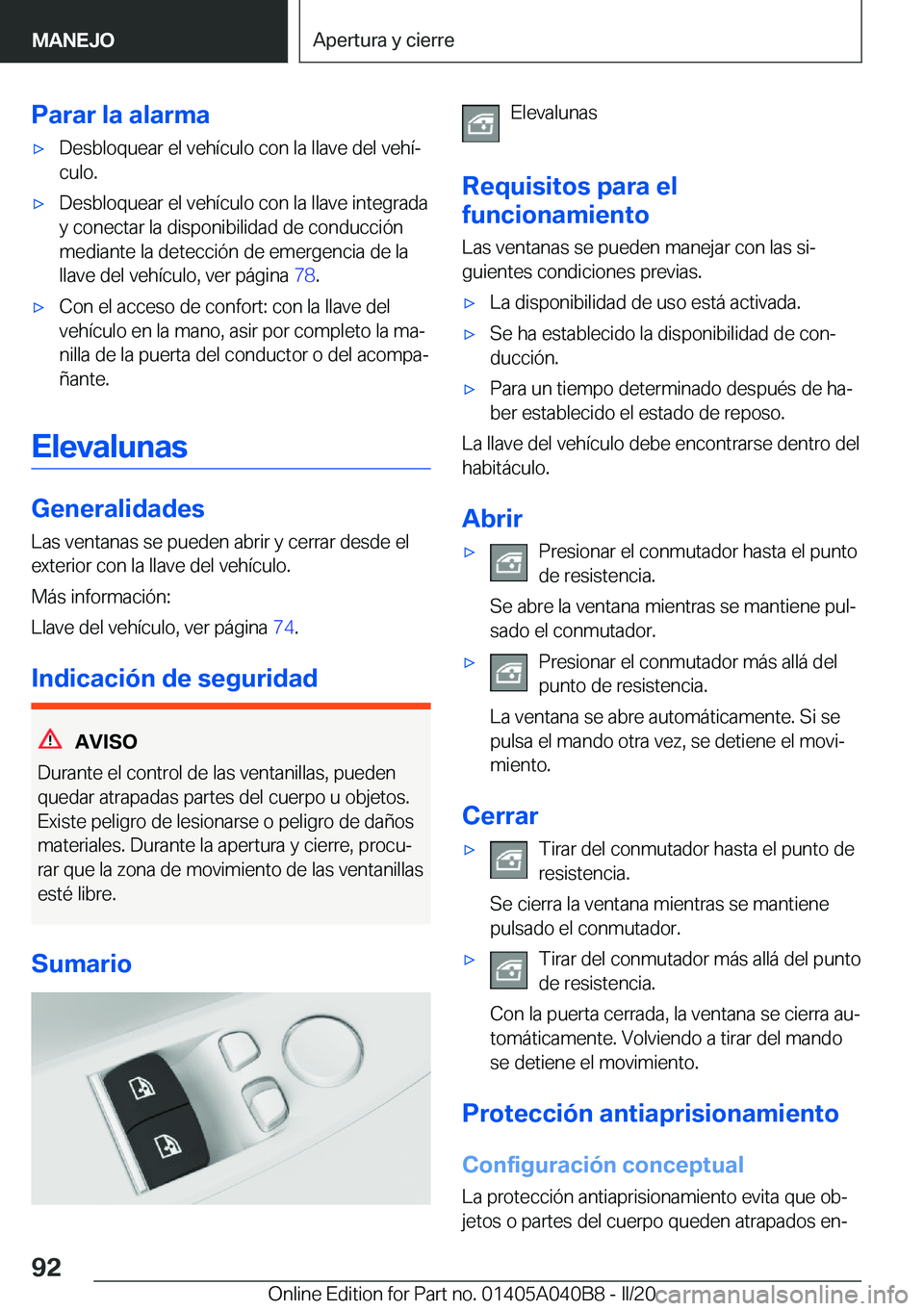 BMW Z4 2020  Manuales de Empleo (in Spanish) �P�a�r�a�r��l�a��a�l�a�r�m�a'x�D�e�s�b�l�o�q�u�e�a�r��e�l��v�e�h�