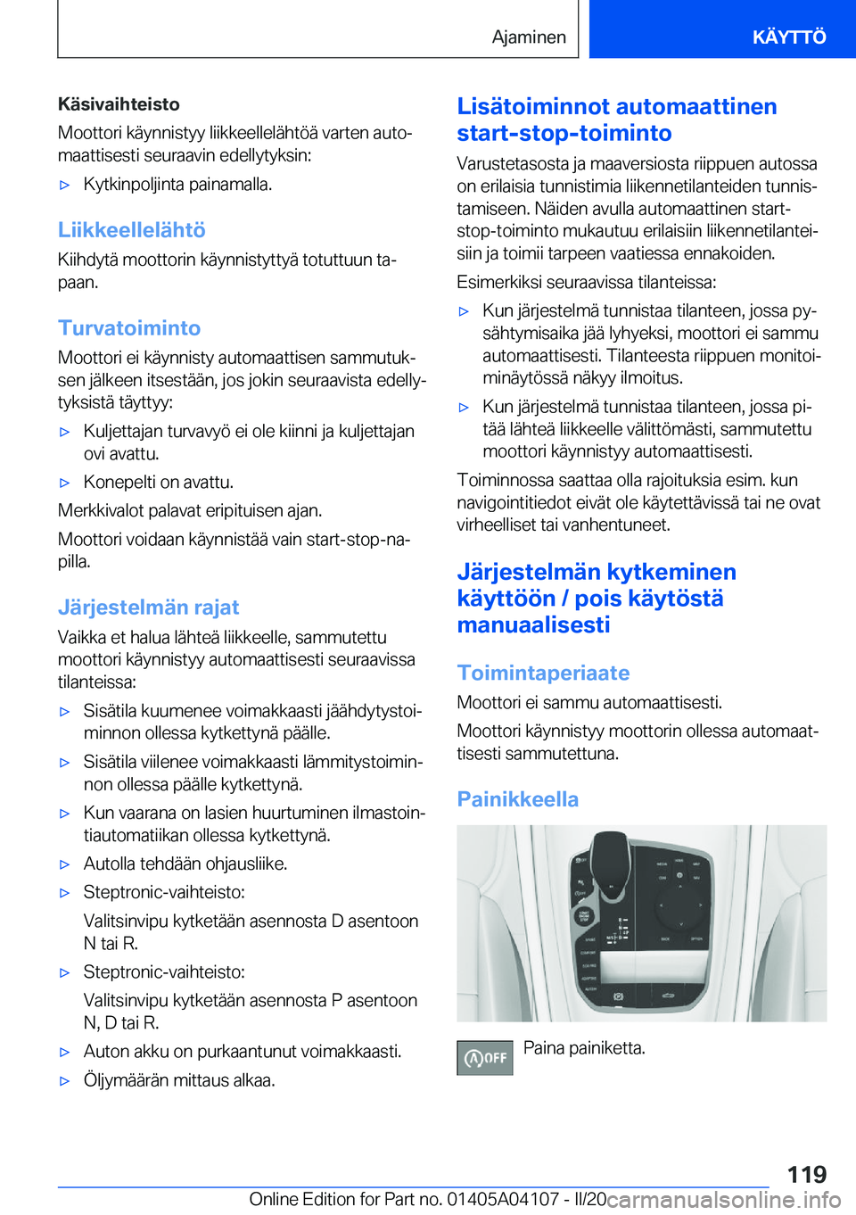 BMW Z4 2020  Omistajan Käsikirja (in Finnish) �K�