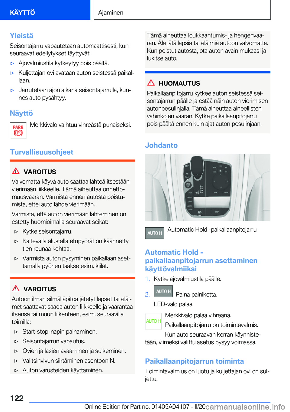 BMW Z4 2020  Omistajan Käsikirja (in Finnish) �Y�l�e�i�s�t�