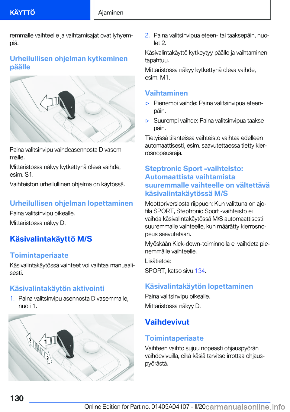 BMW Z4 2020  Omistajan Käsikirja (in Finnish) �r�e�m�m�a�l�l�e��v�a�i�h�t�e�e�l�l�e��j�a��v�a�i�h�t�a�m�i�s�a�j�a�t��o�v�a�t��l�y�h�y�e�mj�p�i�
