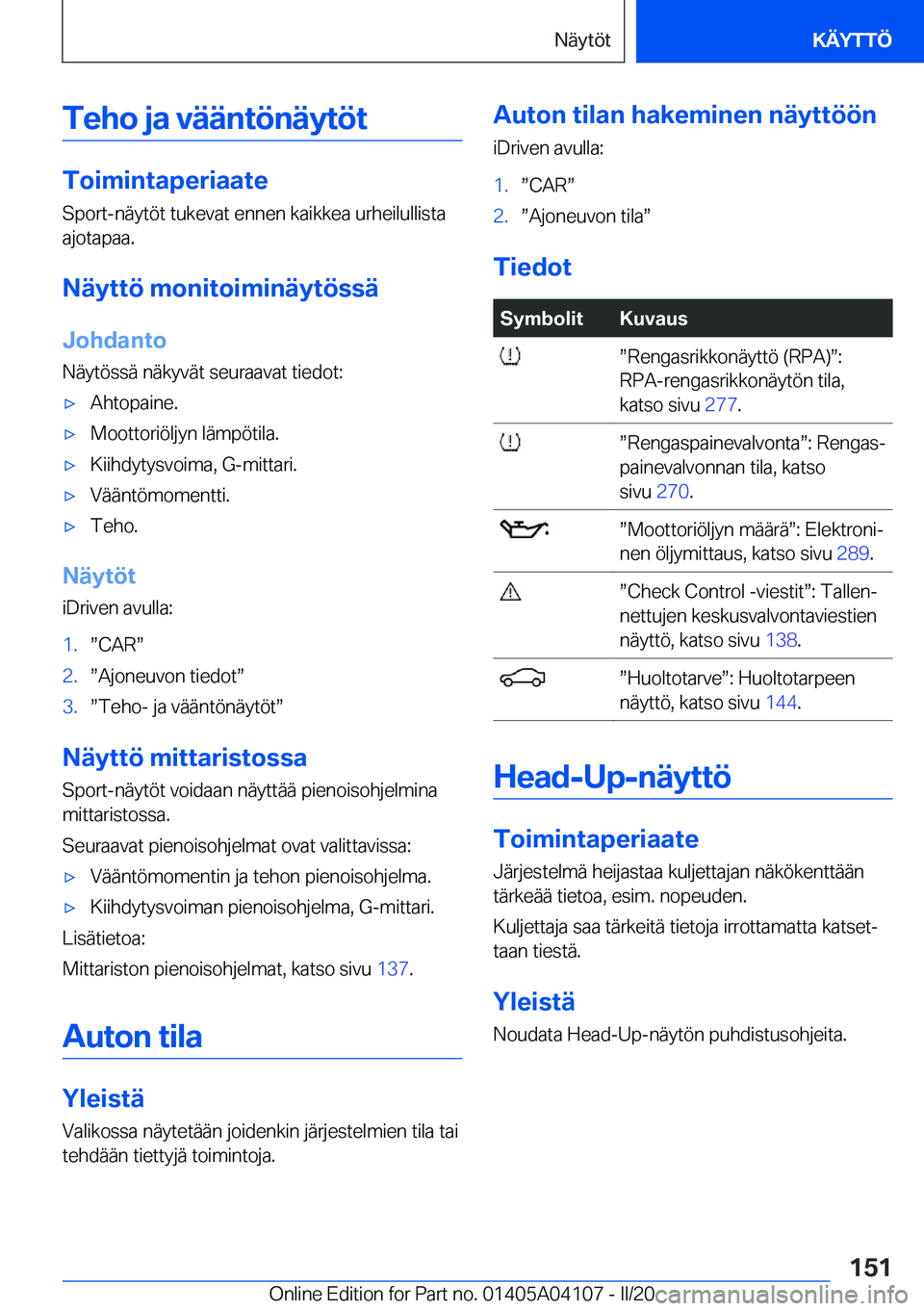 BMW Z4 2020  Omistajan Käsikirja (in Finnish) �T�e�h�o��j�a��v�