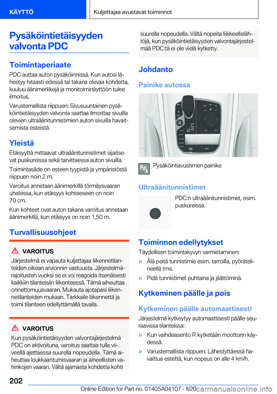 BMW Z4 2020  Omistajan Käsikirja (in Finnish) �P�y�s�