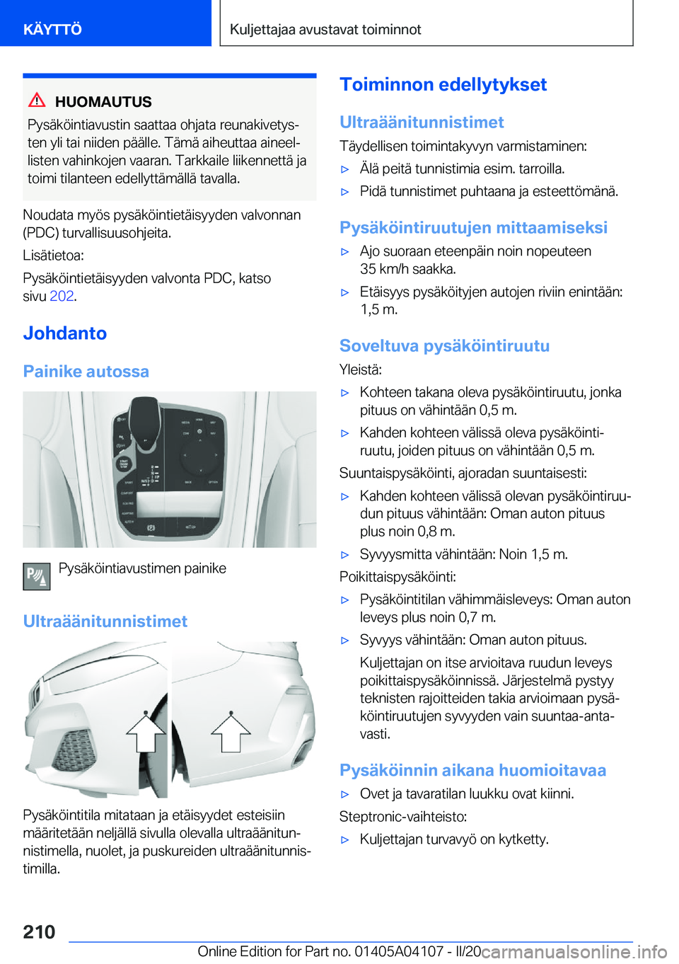 BMW Z4 2020  Omistajan Käsikirja (in Finnish) �H�U�O�M�A�U�T�U�S
�P�y�s�