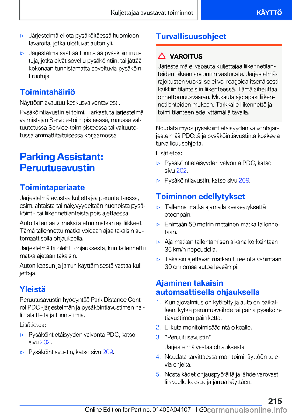 BMW Z4 2020  Omistajan Käsikirja (in Finnish) 'x�J�