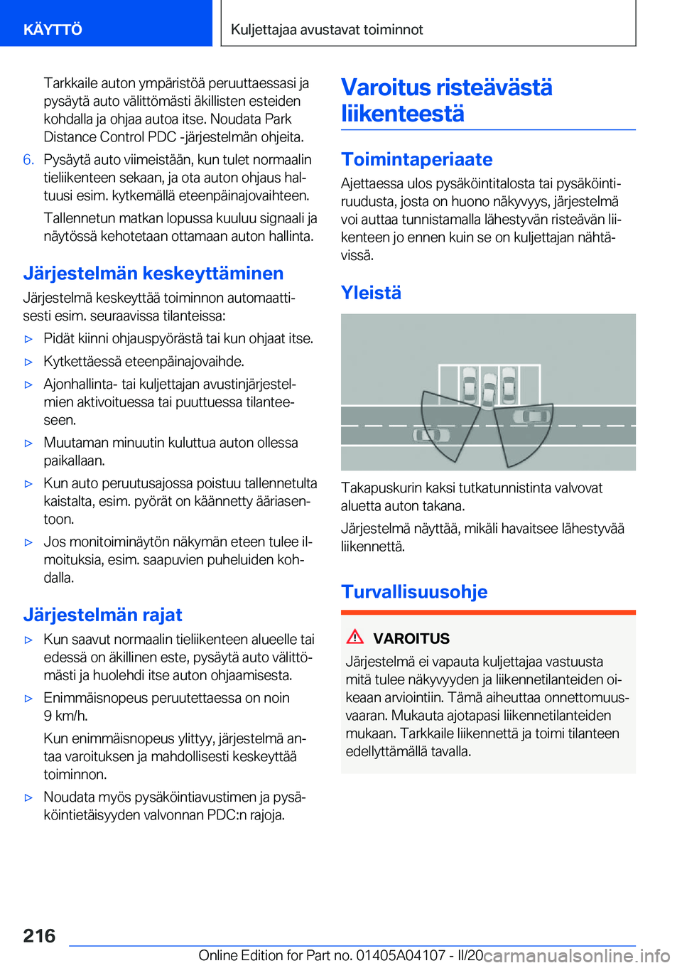 BMW Z4 2020  Omistajan Käsikirja (in Finnish) �T�a�r�k�k�a�i�l�e��a�u�t�o�n��y�m�p�
