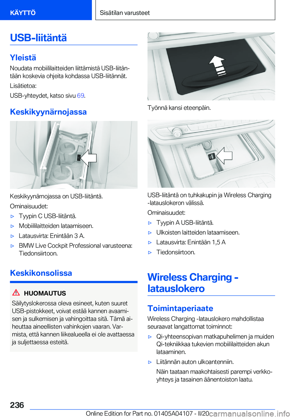 BMW Z4 2020  Omistajan Käsikirja (in Finnish) �U�S�B�-�l�i�i�t�
