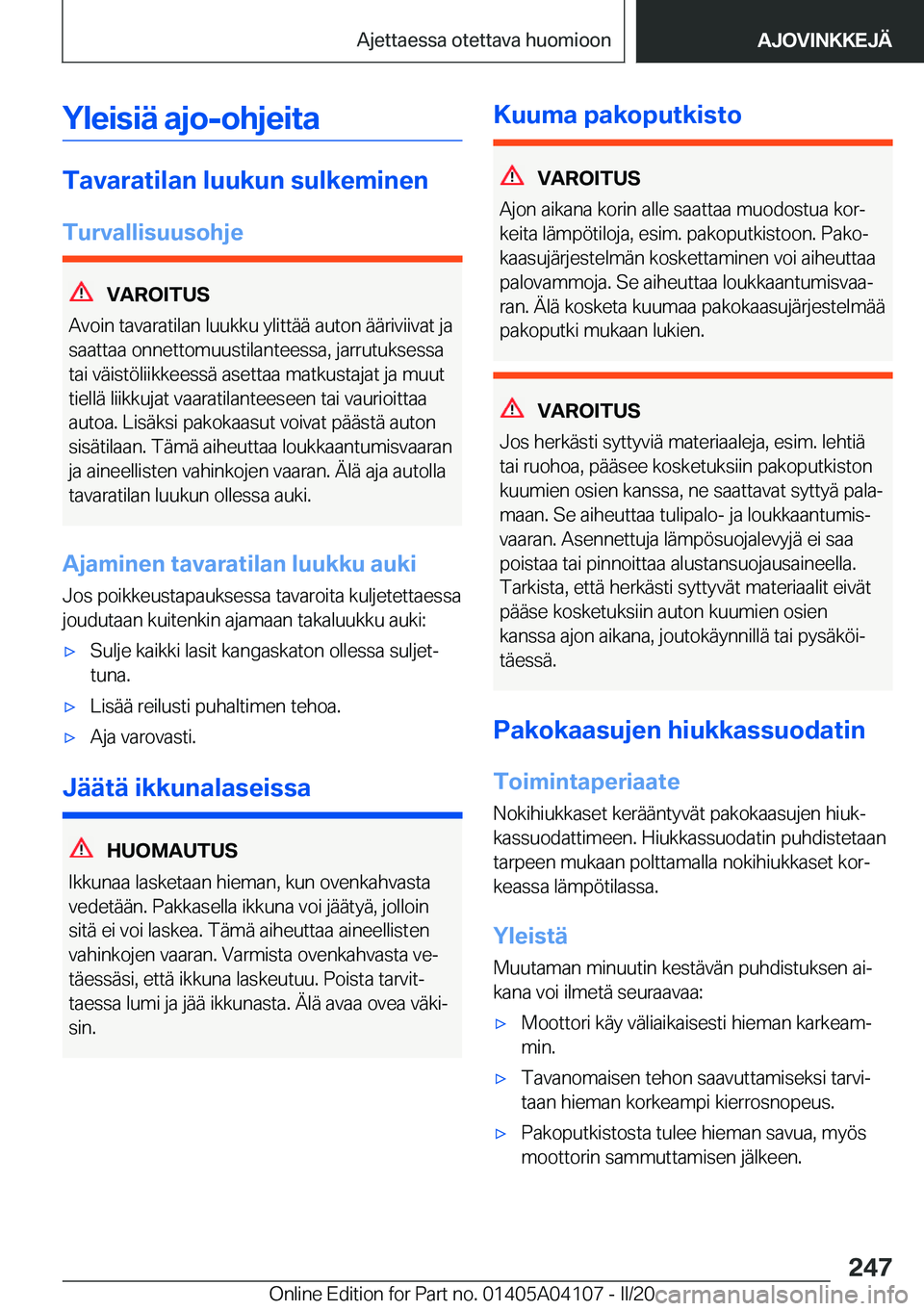 BMW Z4 2020  Omistajan Käsikirja (in Finnish) �Y�l�e�i�s�i�