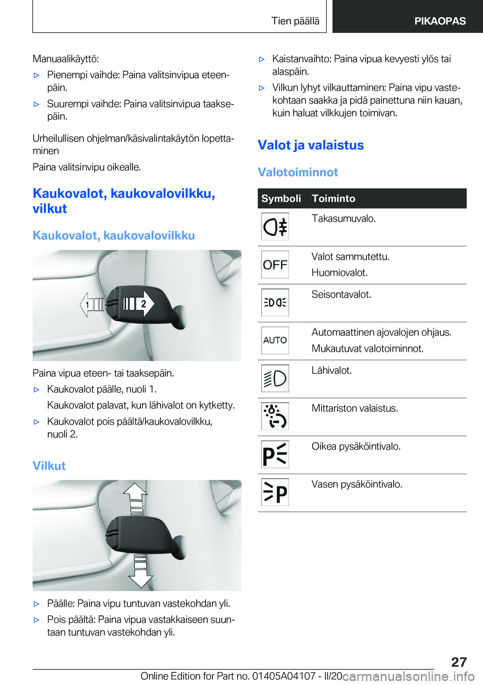 BMW Z4 2020  Omistajan Käsikirja (in Finnish) �M�a�n�u�a�a�l�i�k�