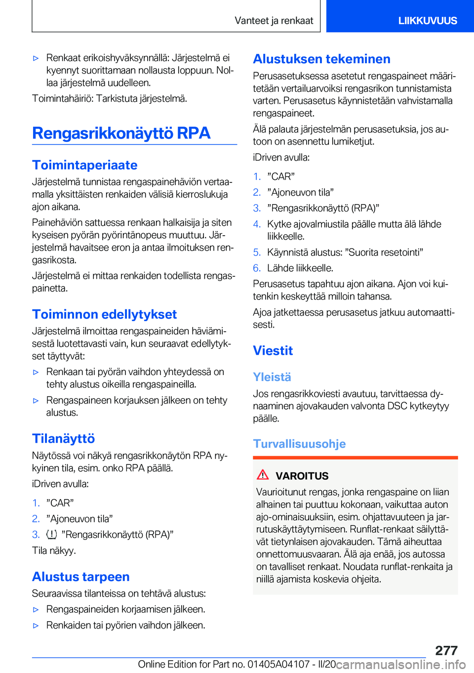 BMW Z4 2020  Omistajan Käsikirja (in Finnish) 'x�R�e�n�k�a�a�t��e�r�i�k�o�i�s�h�y�v�